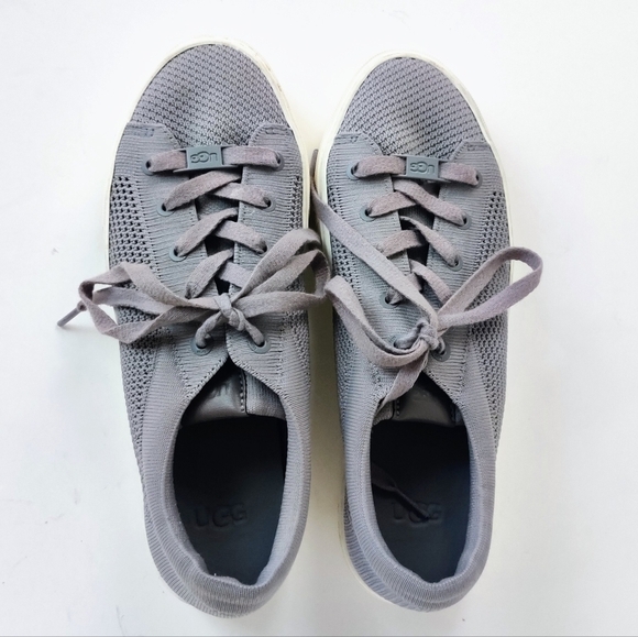 UGG Zilo Platform Knit Sneakers 8 Gray Platform Lace Up - Picture 5 of 14
